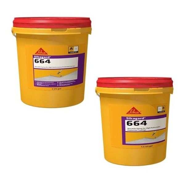 Sika Sikagard 664 Pigmented Mechanical Room Epoxy Coating, Gray, 4.5 Gallon Unit 485151 - main